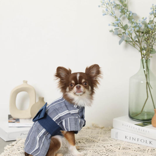 Navy Striped Yukata (Cooling Fabric)