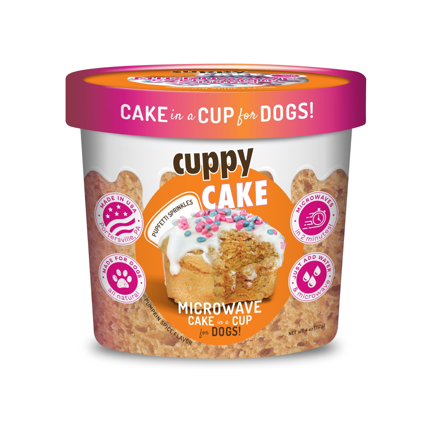 PUPPY CAKE | Cuppy Cake - Microwave Cake in A Cup for Dogs | Ready in 2 mins | Must-Have for Birthday - Pumpkin Spice with Pupfetti Sprinkles (4 oz)