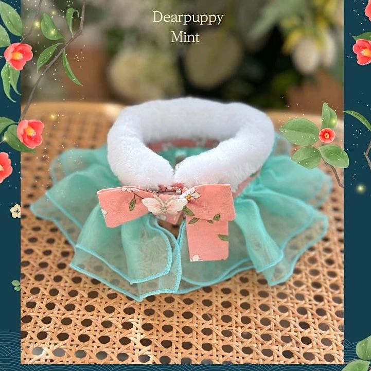Butterfly Hanbok Sheer Cape (Fur Collar Version)
