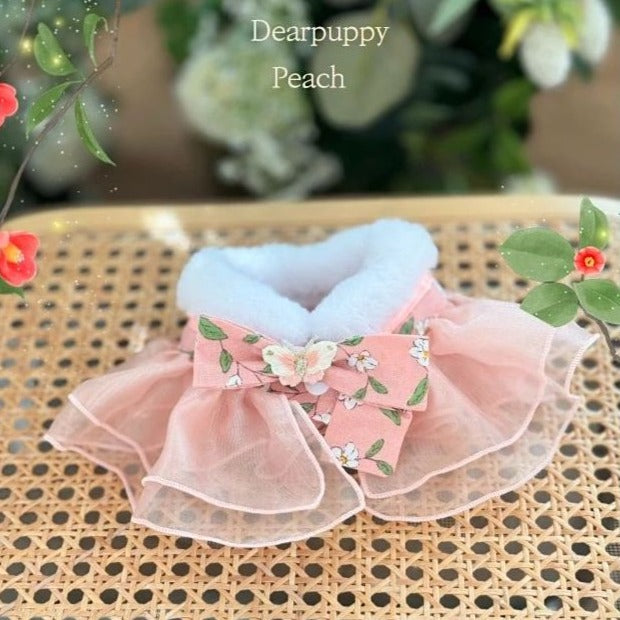 Butterfly Hanbok Sheer Cape (Fur Collar Version)