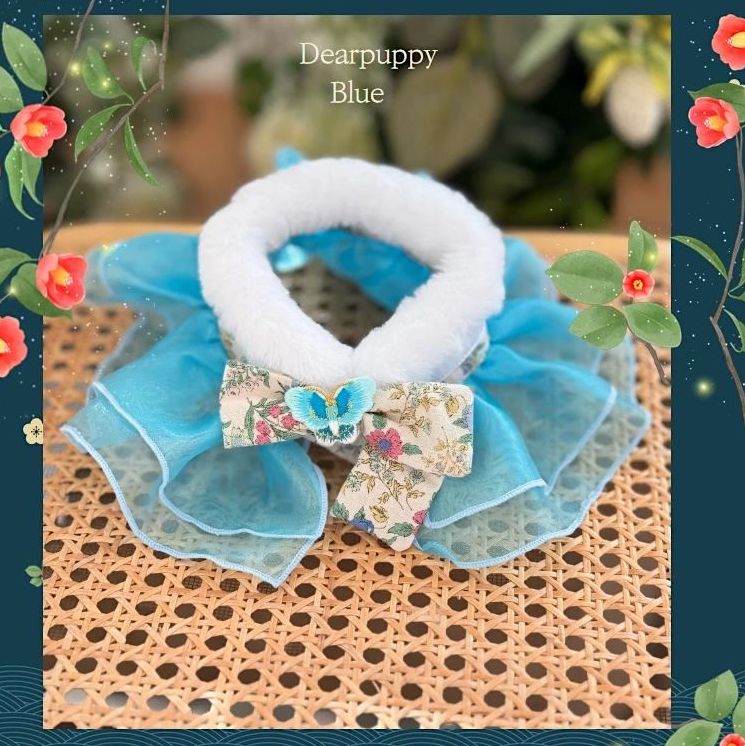 Butterfly Hanbok Sheer Cape (Fur Collar Version)