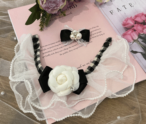 山茶花透視披肩 (黑色)