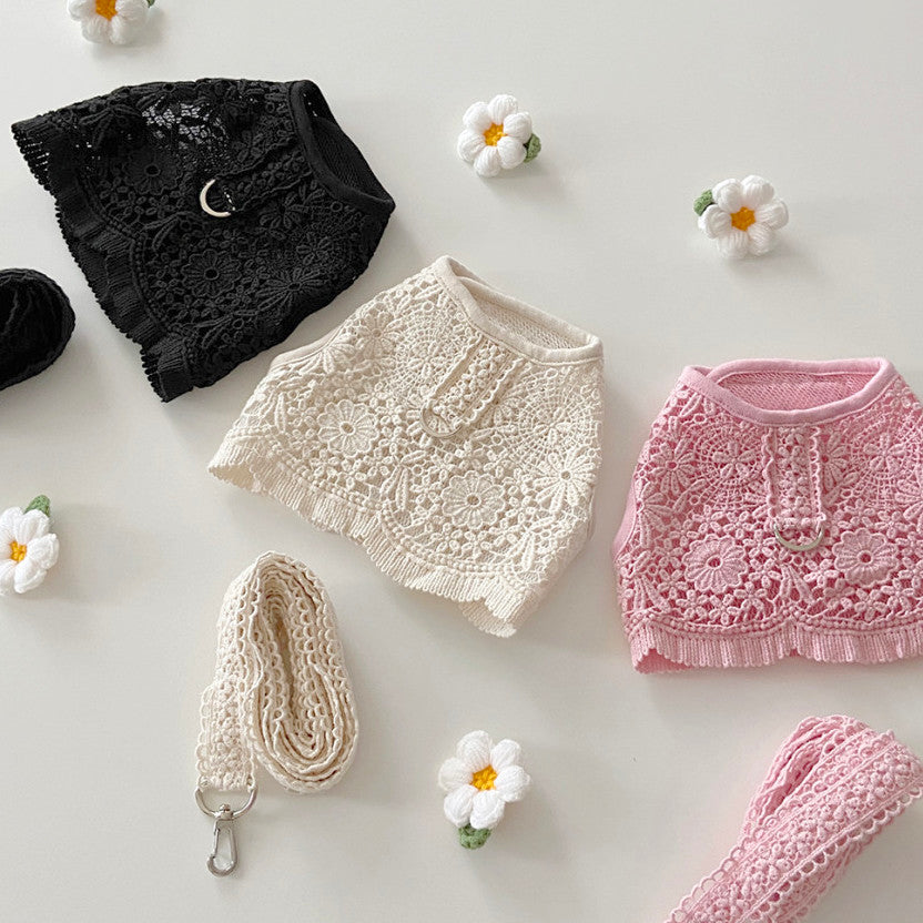 通花蕾絲胸帶+拖帶套裝