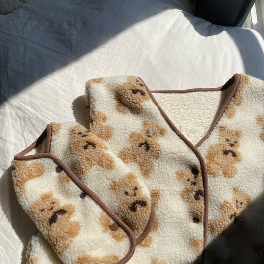 親子裝-泰迪熊雙面背心外套