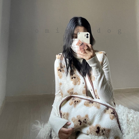 親子裝-泰迪熊雙面背心外套