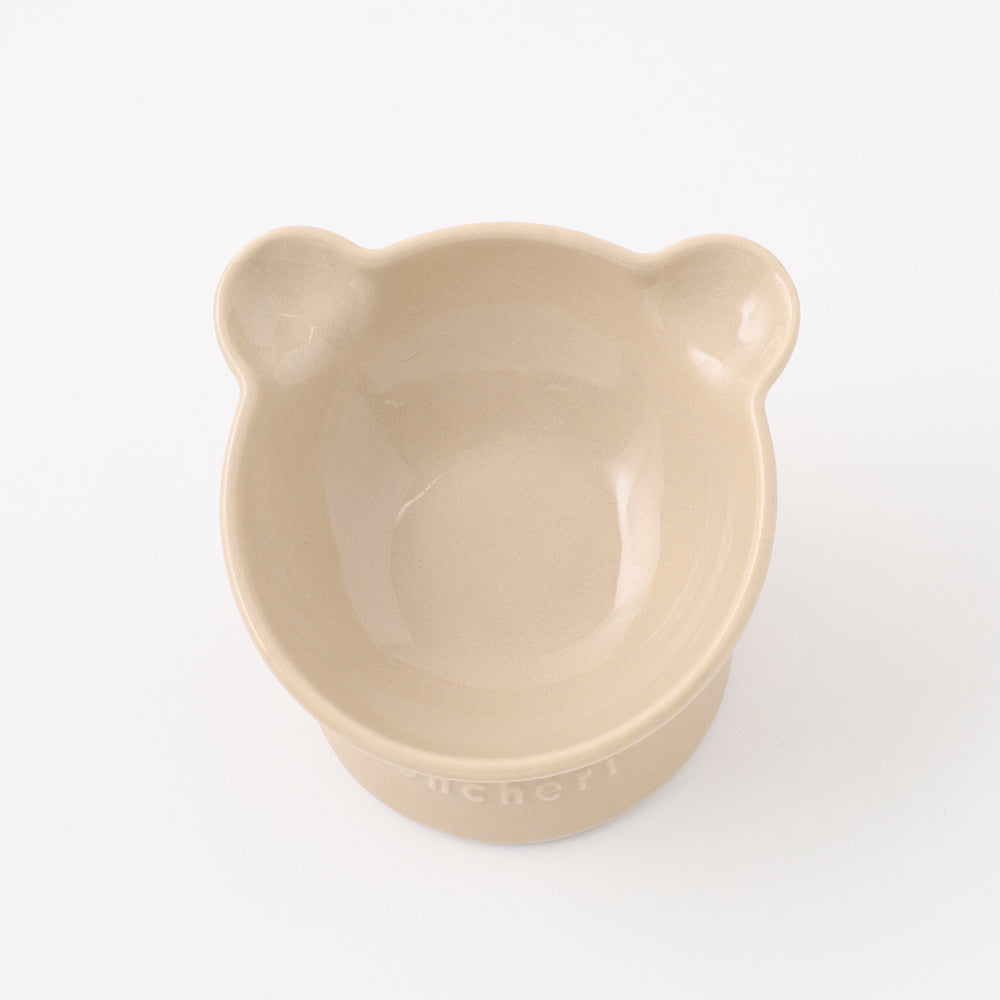 Bear-Shaped Elevated Ceramic Pet Bowl