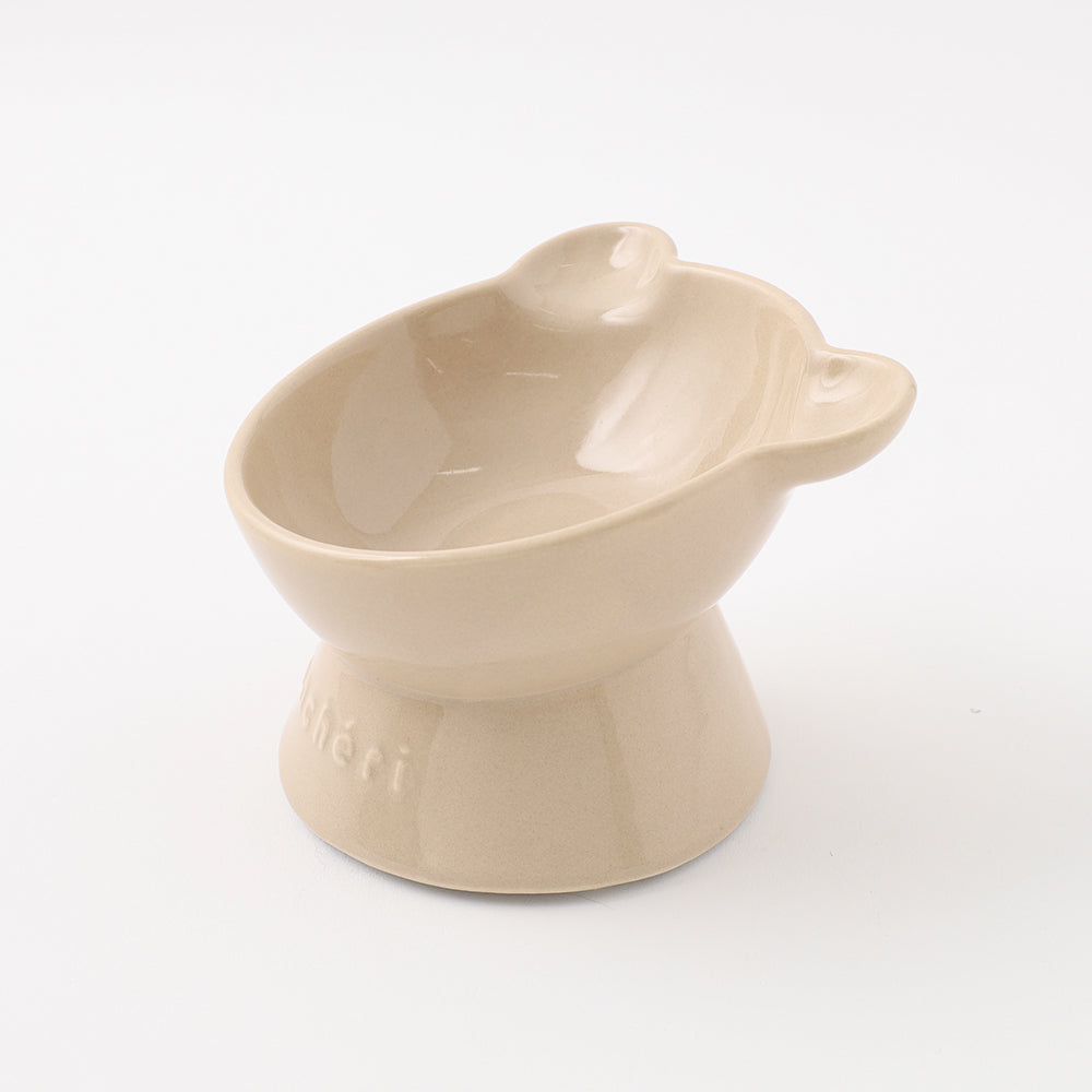 Bear-Shaped Elevated Ceramic Pet Bowl