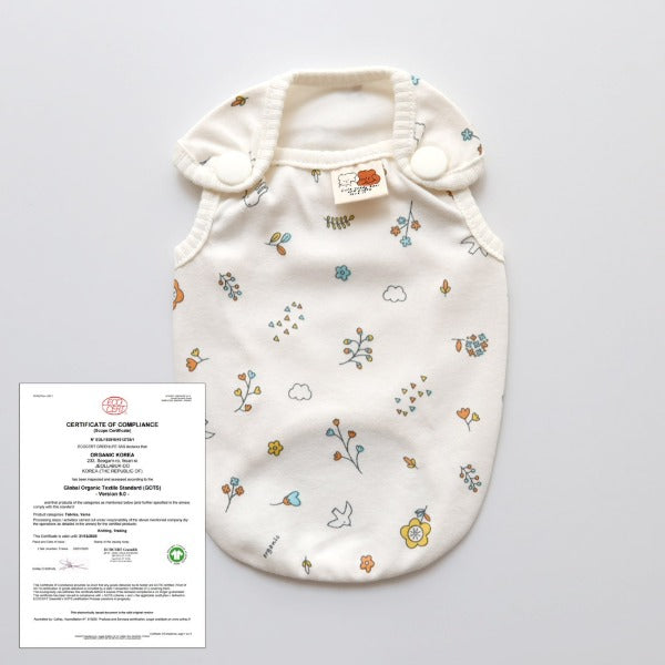 Organic Cotton Blossom Vest 有機棉花卉背心 | 肩帶啪鈕
