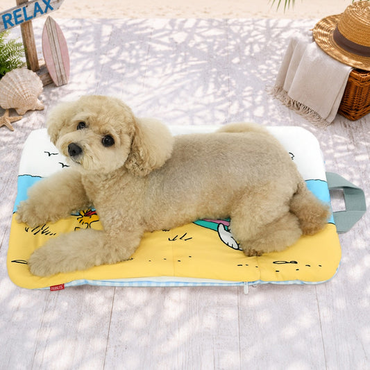Snoopy Multi Cooling Cushion (Beach) | Snoopy多用途涼感冰墊 (沙灘款) | 寵物車墊 | 可家中使用 | 附送冰包