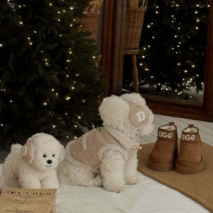 牛角鈕背心外套 | 毛毛領 | 可扣拖帶