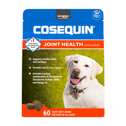 Cosequin Joint Health Supplement with Glucosamine, Chondroitin, MSM & Omega-3's Soft Chews for Dogs | 60/120 Chews