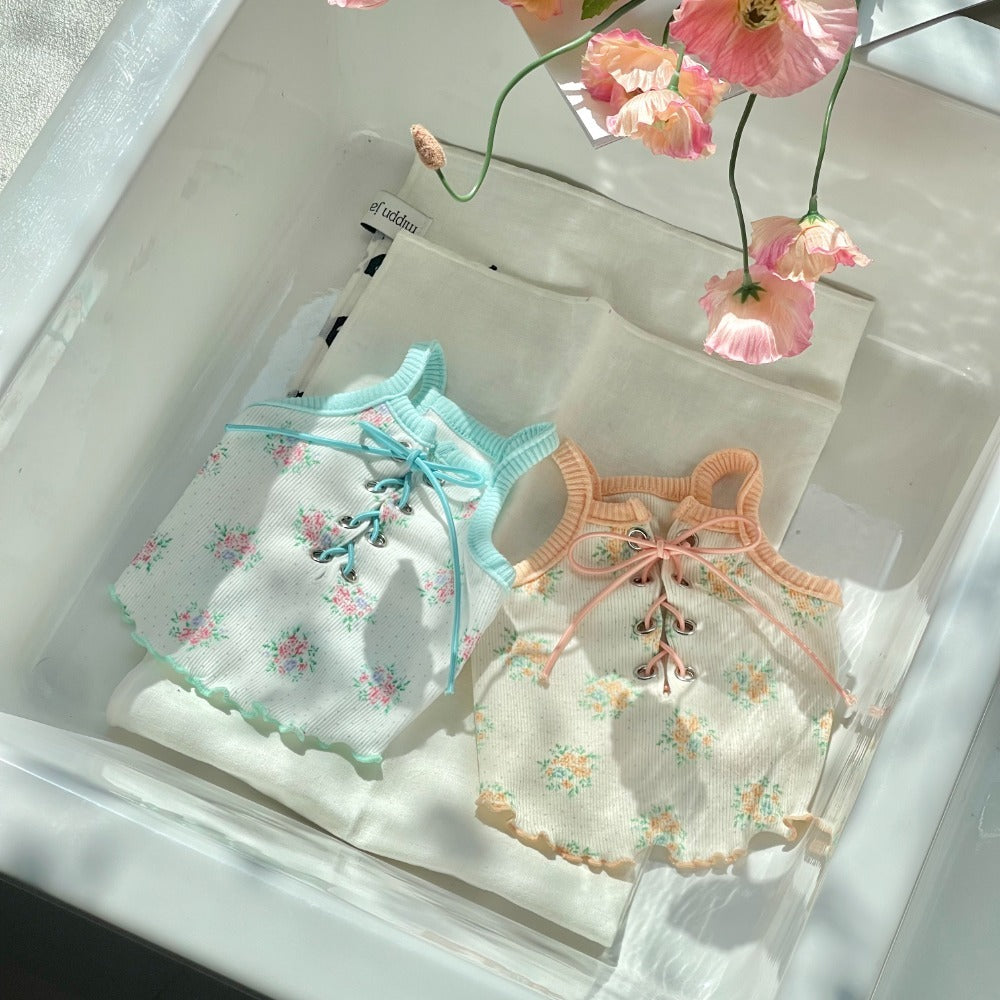 碎花荷葉邊背心