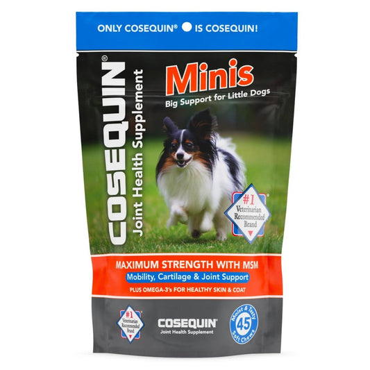 美國Cosequin關節保健強效配方 ＋MSM & 奧米加3－45粒軟咀嚼片（小型犬適用）